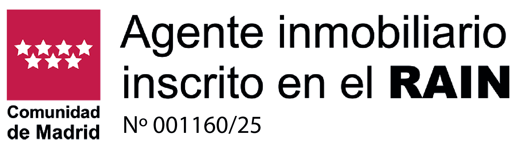 Agente inmobiliario inscrito en el RAIN — Comunidad de Madrid